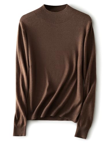 Ciovkis Damen Merinowolle-Mischung Pullover Herbst Winter Stehkragen Langarm First-Line Tragefertig Nahtloser Strickpullover (Tan,M) von Ciovkis