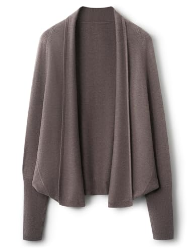 Ciovkis Damen Merinowolle Mischung Strickjacke 2025 Herbst Winter Vorne Offen Fledermausärmel Stricken Lässiger Cardigan (Mausgrau,S) von Ciovkis