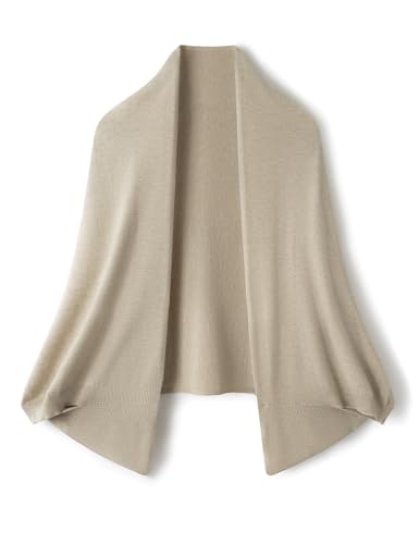 Ciovkis Damen Merinowolle Mischgewebe Strickjacke Übergroß 2025 Herbst Winter Lässig Mit Fledermausärmeln Schal Strickjacke (Helle Aprikose5014) von Ciovkis