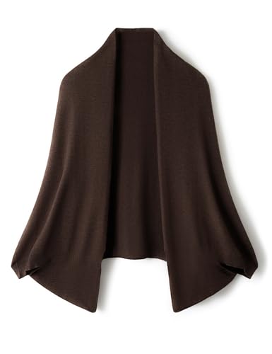 Ciovkis Damen Merinowolle Mischgewebe Strickjacke Übergroß 2025 Herbst Winter Lässig Mit Fledermausärmeln Schal Strickjacke (Kaffee5008) von Ciovkis