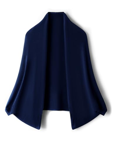 Ciovkis Damen Merinowolle Mischgewebe Strickjacke Übergroß 2025 Herbst Winter Lässig Mit Fledermausärmeln Schal Strickjacke (Navy Blau5190) von Ciovkis