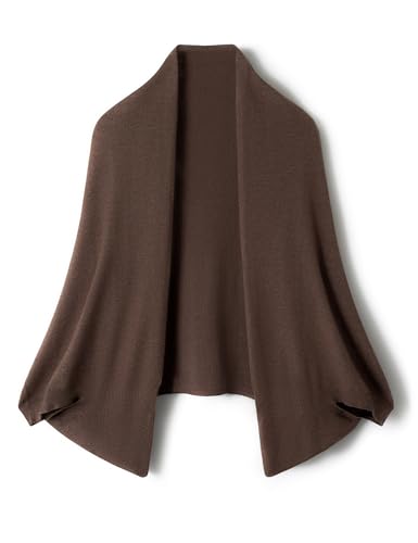 Ciovkis Damen Merinowolle Mischgewebe Strickjacke Übergroß 2025 Herbst Winter Lässig Mit Fledermausärmeln Schal Strickjacke (Tan5007) von Ciovkis