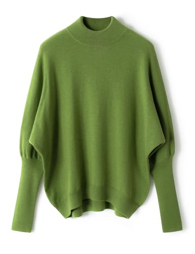 Ciovkis Damen Merinowolle Mischung Übergroß Pullover 2025 Herbst Winter Mode Stehkragen Fledermausärmel Strickpullover (Ozeangrün5230,M) von Ciovkis