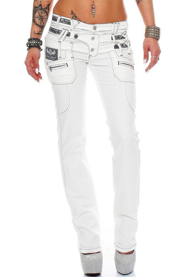 Cipo & Baxx 5-Pocket-Jeans Damen regular fit Hose Mid Waist BA-CBW0245 White (1-tlg) mit 3-fachem Bund von Cipo & Baxx