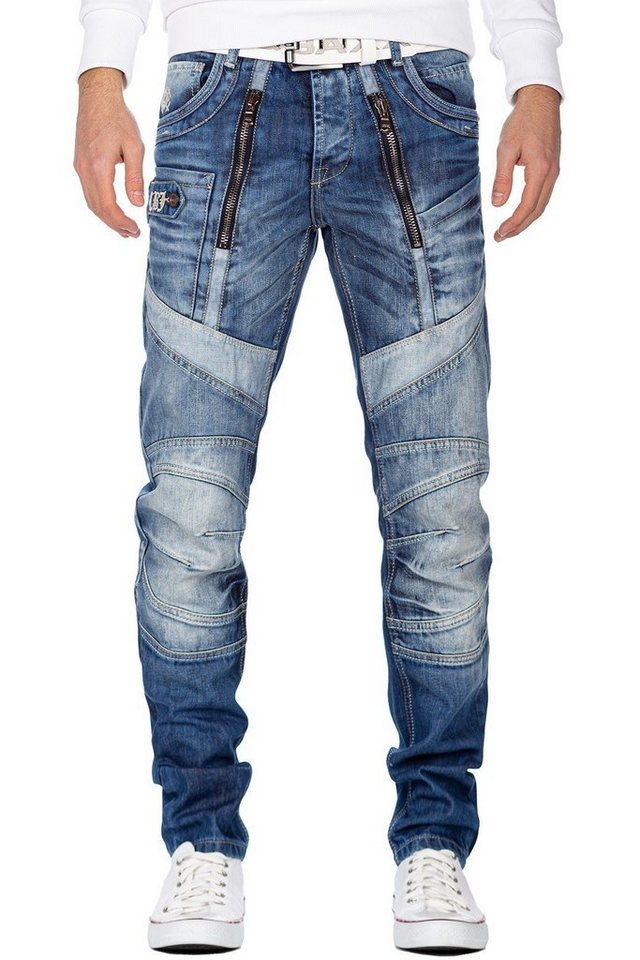 Cipo & Baxx 5-Pocket-Jeans Herren regular fit Hose Stonewashed BA-CD576 Blue W28/L32 (1-tlg) CBJ Logo und Gesäßtaschen mit Schriftzug von Cipo & Baxx