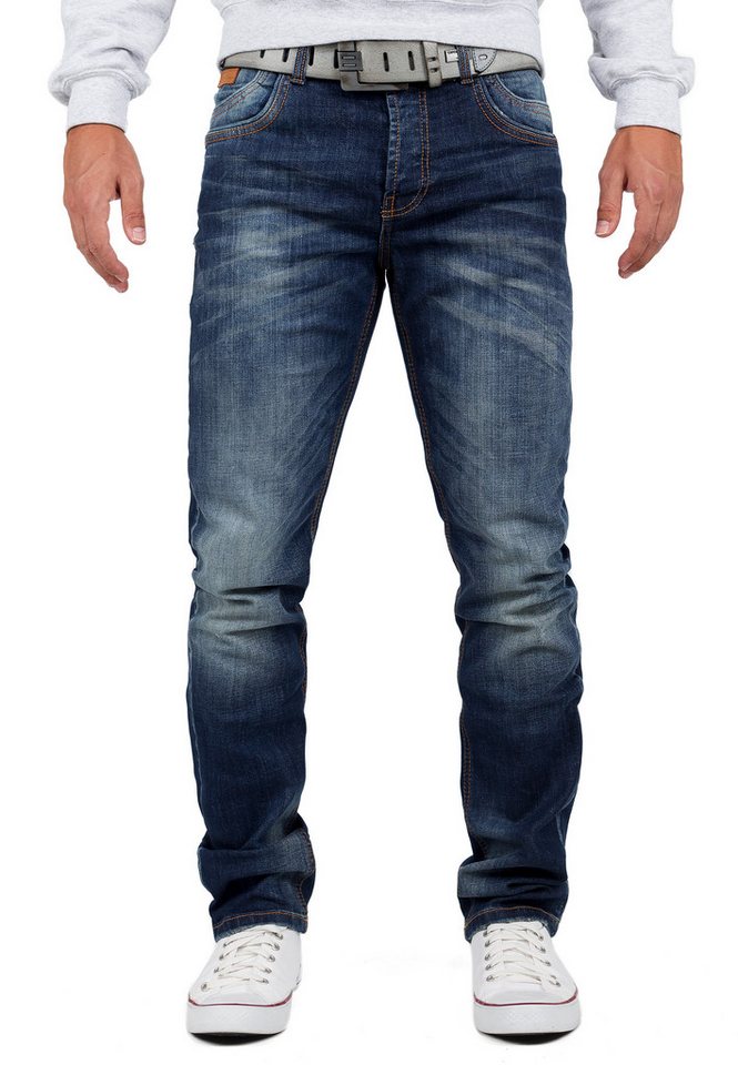 Cipo & Baxx 5-Pocket-Jeans Herren regular fit Jeans Stonewashed BA-CD186A Blue W40/L34 (1-tlg) mit lässiger Stonewashed Waschung von Cipo & Baxx