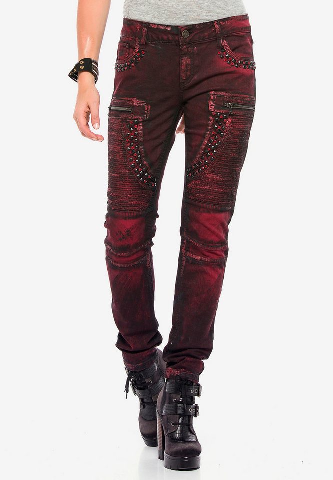 Cipo & Baxx Bequeme Jeans mit ausgefallenem Nietenbesatz in Slim Fit von Cipo & Baxx