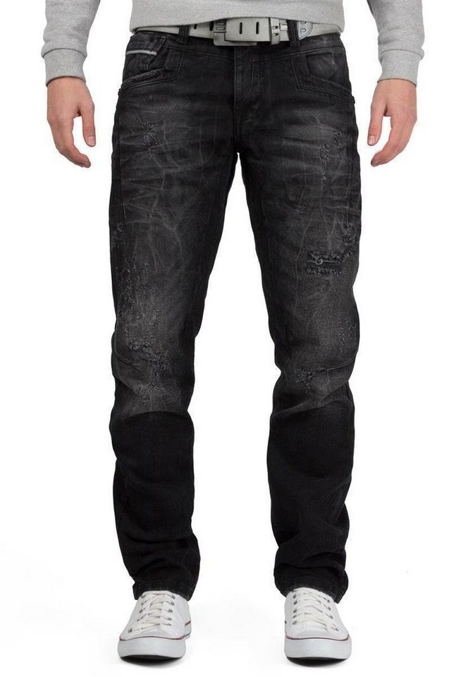 Cipo & Baxx Bikerjeans Freizeit Hose BA-CD104 Black Schwarz mit Destroyed Effekten von Cipo & Baxx