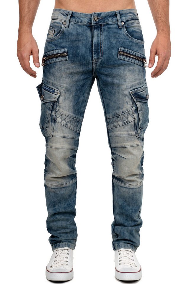 Cipo & Baxx Bikerjeans Herren Hose Stonewashed BA-CD780 Used-Waschung im Marmor-Look von Cipo & Baxx