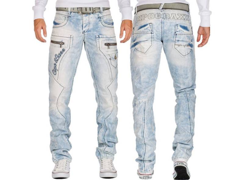 Cipo & Baxx Bikerjeans Herren Hose BA-CD272 mit Verzierungen und Reißverschlüssen von Cipo & Baxx