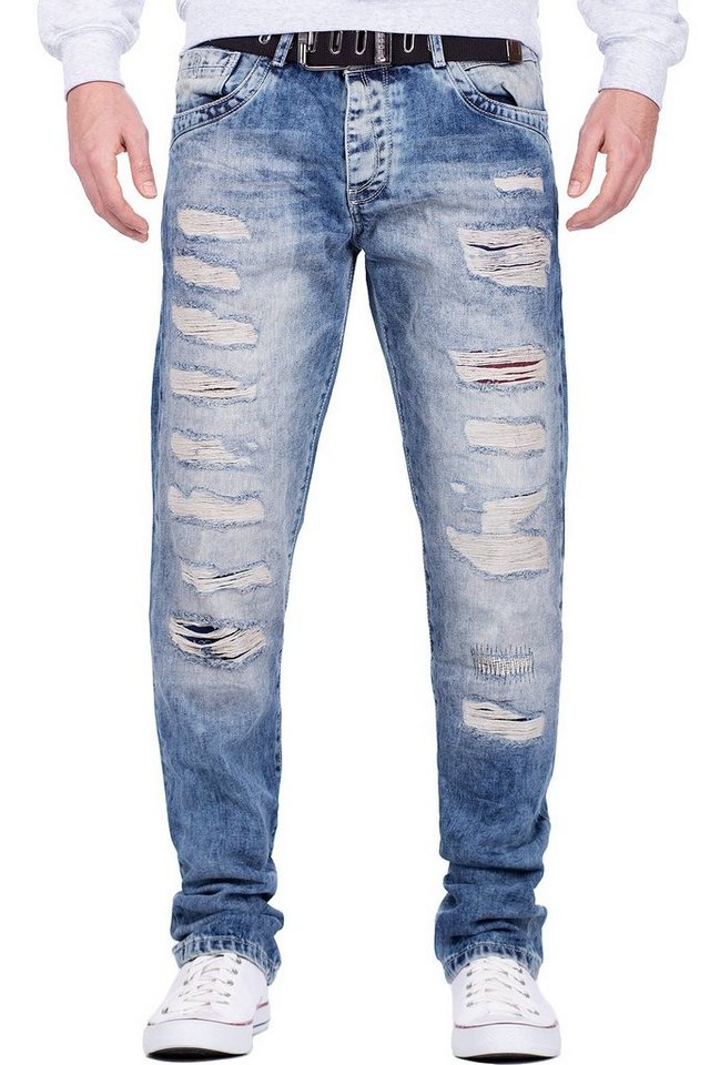 Cipo & Baxx Bikerjeans Herren regular fit Jeans Stonewashed BA-CD131 Blue W36/L34 mit diversen Destroyed Effekten Stonewashed Cipo & Baxx Bikerjeans Herren regular fit Jeans Stonewashed BA-CD131 Blue W36/L34 mit diversen Destroyed Effekten Stonewashed von Cipo & Baxx