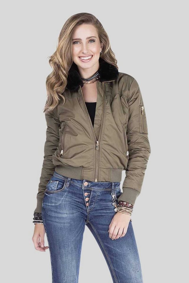 Cipo & Baxx Bomberjacke Jacke mit modischen Kunstfellkragen von Cipo & Baxx