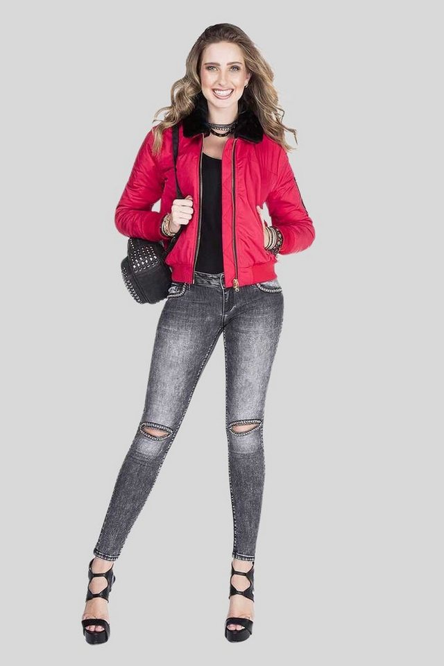 Cipo & Baxx Bomberjacke Jacke mit modischen Kunstfellkragen von Cipo & Baxx