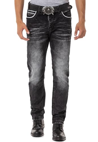 Cipo & Baxx Herren CD148 Herren Bequeme Jeans mit Kontrastnähten in Straight Fit - Anthracite von Cipo & Baxx