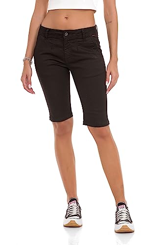Cipo & Baxx Damen Capri Kurzehose Freizeit Hose Shorts WK186 Schwarz W28 von Cipo & Baxx