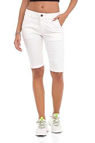 Cipo & Baxx Damen Capri Kurzehose Freizeit Hose Shorts WK186 Weiß W26 von Cipo & Baxx