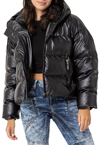 Cipo & Baxx Damen Jacke Winterjacke Steppjacke Elegant Kapuze WM139 Schwarz L von Cipo & Baxx