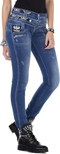 Cipo & Baxx Damen Jeans CBW-0282 Blau - Regular Fit Straight Jeans Hose - Raffiniertes Design, Atemberaubender Look, Angenehmes Gefühl - CBW-0282 Blau W31-L32 von Cipo & Baxx