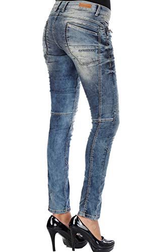 Cipo & Baxx Damen Jeans Hose Denim Freizeit Tiefer Bund Straight Fit Pants Blau W26 L30 von Cipo & Baxx