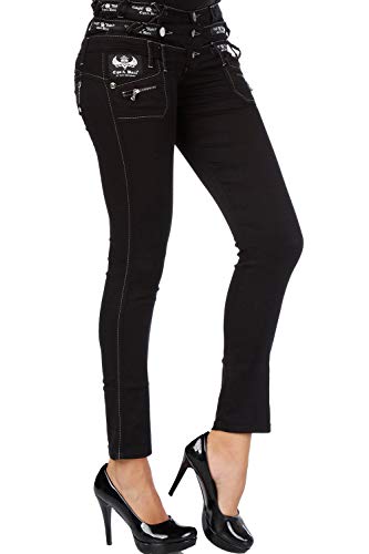 Cipo & Baxx Damen Jeans CBW-0313 Schwarz - Regular Fit Straight Jeans Hose - Raffiniertes Design, Atemberaubender Look, Angenehmes Gefühl - CBW-0313 Schwarz W26-L34 von Cipo & Baxx