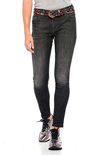Cipo & Baxx Damen Jeans Hose Klassisch 5-Pocket Design Denim Straight Regular Fit Pants WD394 Schwarz W32 L32 von Cipo & Baxx