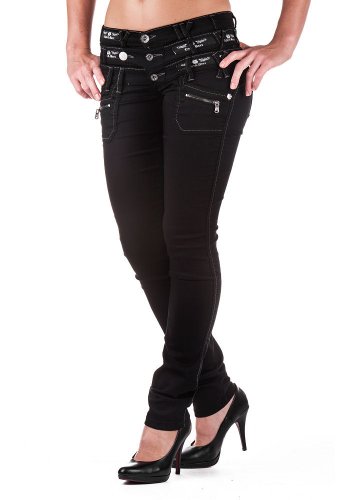 Cipo & Baxx Damen Jeans CBW-0313 Schwarz - Regular Fit Straight Jeans Hose - Raffiniertes Design, Atemberaubender Look, Angenehmes Gefühl - CBW-0313 Schwarz W30-L34 von Cipo & Baxx