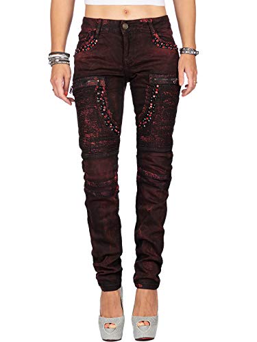 Cipo & Baxx Damen Jeans WD388-bans Bordeaux W26/L32 von Cipo & Baxx