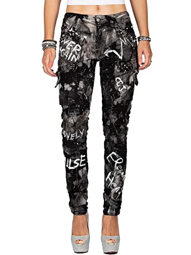 Cipo & Baxx Damen Jeans WD397 Schwarz W28/L32 von Cipo & Baxx
