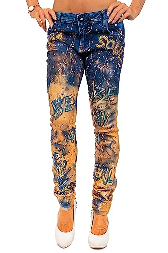 Cipo & Baxx Damen Jeans WD440-bans Orange W28/L34 von Cipo & Baxx