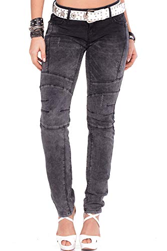 Cipo & Baxx Damen Jeanshose Denim Hose WD252 Schwarz W26 L32 von Cipo & Baxx