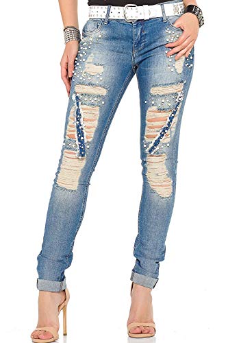 Cipo & Baxx Damen Jeanshose Denim Hose WD338 Blue W26 L32 von Cipo & Baxx