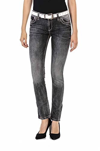 Cipo & Baxx Damen Jeanshose Slim Fit Denim Bequem Hose Pants WD436 Schwarz W32 L34 von Cipo & Baxx