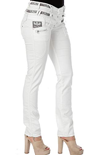 Cipo & Baxx Damen Jeanshose Straight Fit Dreifachbund Denim CBW-0245 Weiß W27 L34 von Cipo & Baxx