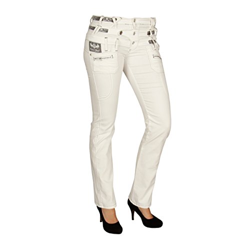 Cipo & Baxx Damen Jeanshose Straight Fit Dreifachbund Denim CBW-0245 Weiß W28 L34 von Cipo & Baxx