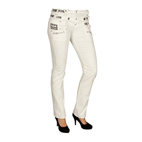 Cipo & Baxx Damen Jeanshose Straight Fit Dreifachbund Denim CBW-0245 Weiß W29 L32 von Cipo & Baxx