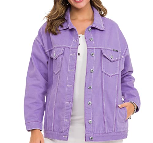 Cipo & Baxx Damen Jeansjacke Oversize Lang Denim Frezeitjacke WJ211 Lilac M von Cipo & Baxx