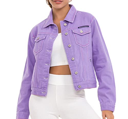 Cipo & Baxx Damen Jeansjacke Oversize Lang Denim Frezeitjacke WJ212 Lilac S von Cipo & Baxx