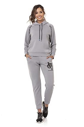 Cipo & Baxx Damen Jogginganzug Sportanzug Hose Kapuzensweat Freizeit Jogging Suit Jacke Hoodie WLR147 Grau L von Cipo & Baxx