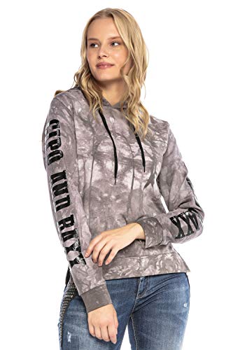 Cipo & Baxx Damen Kapuzenpullover Sweatshirt Langarmshirt Sweater Print Hoodie Anthracite L von Cipo & Baxx