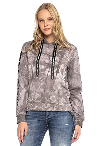 Cipo & Baxx Damen Kapuzenpullover Sweatshirt Langarmshirt Sweater Print Hoodie Anthracite S von Cipo & Baxx