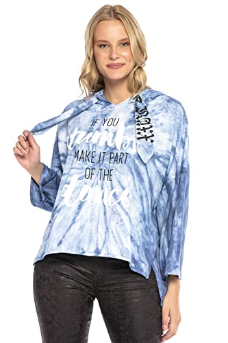 Cipo & Baxx Damen Kapuzensweatshirt Oversize Sweater Print Batik Muster Langarm WL263 Blau M von Cipo & Baxx