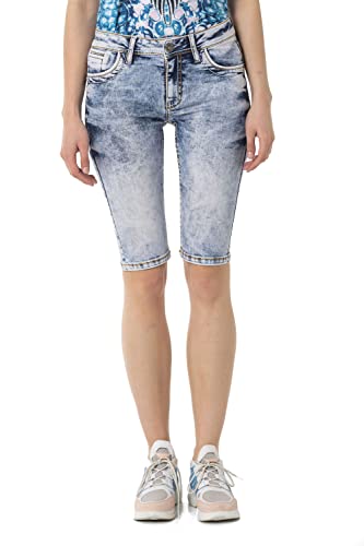 Cipo & Baxx Damen Klassische Jeans Shorts Freizeit Kurze Hose Pants Bermuda Denim WK185 Hellblau W27 von Cipo & Baxx