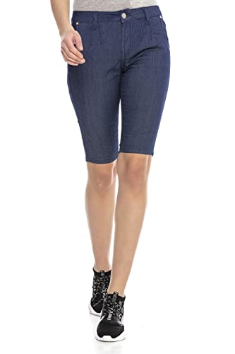 Cipo & Baxx Damen Kurze Hose Bermuda Pants Freizeit Skinny-Fit Basic Jeans Shorts WK168 Dunkelblau W27 von Cipo & Baxx