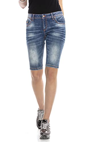 Cipo & Baxx Damen Kurze Hose Shorts Freizeit Jeansshort Denim Bermuda Basic WK170 Blau 25 von Cipo & Baxx