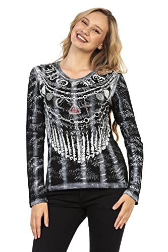 Cipo & Baxx Damen Langarmshirt Aufdruck Rundhals Sweatshirt Sweater Pulli WL302 Schwarz XL von Cipo & Baxx