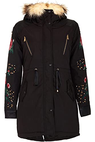 Cipo & Baxx Damen Outdoorjacke Freizeit Jacke Parka Lang Kunstfellkapuze Übergangsjacke Schwarz M von Cipo & Baxx