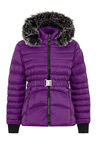 Cipo & Baxx Damen Steppjacke Fell Kapuze Gürtel Winter Jacke Outdoor WM132 Lila S von Cipo & Baxx