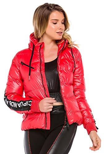 Cipo & Baxx Damen Steppkacke Outdoor Jacke Übergangsjacke Herbst Winter Warm Kapuzenjacke Dunkelrot M von Cipo & Baxx
