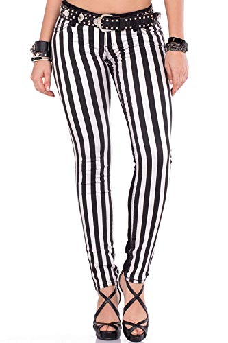 Cipo & Baxx Damen Streifen-Hose Jeans Slim-Fit Extravagant 2-Seiten Design W26 L34 Schwarz-Weiß Cipo & Baxx Damen Streifen-Hose Jeans Slim-Fit Extravagant 2-Seiten Design W26 L34 Schwarz-Weiß von Cipo & Baxx