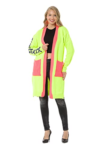 Cipo & Baxx Damen Strickjacke Cardigan mit Neon-Design Jacke WP242 Neongrün L von Cipo & Baxx